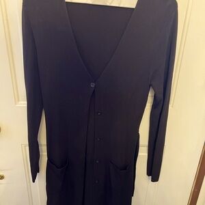 Max Studio long button down ribbed sweater. Front pockets on both sides.